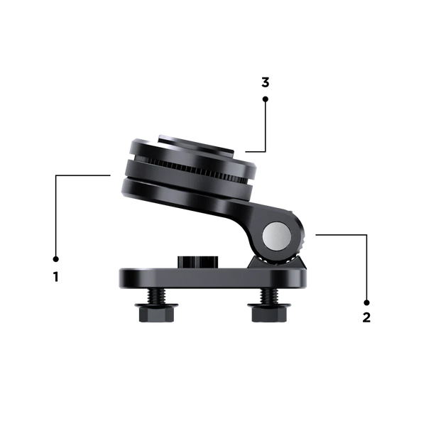 Super-stable 3-axis 360° adjustment