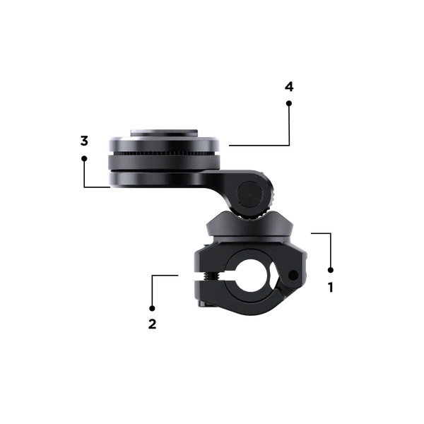 Super-stable 4-axis 360° adjustment