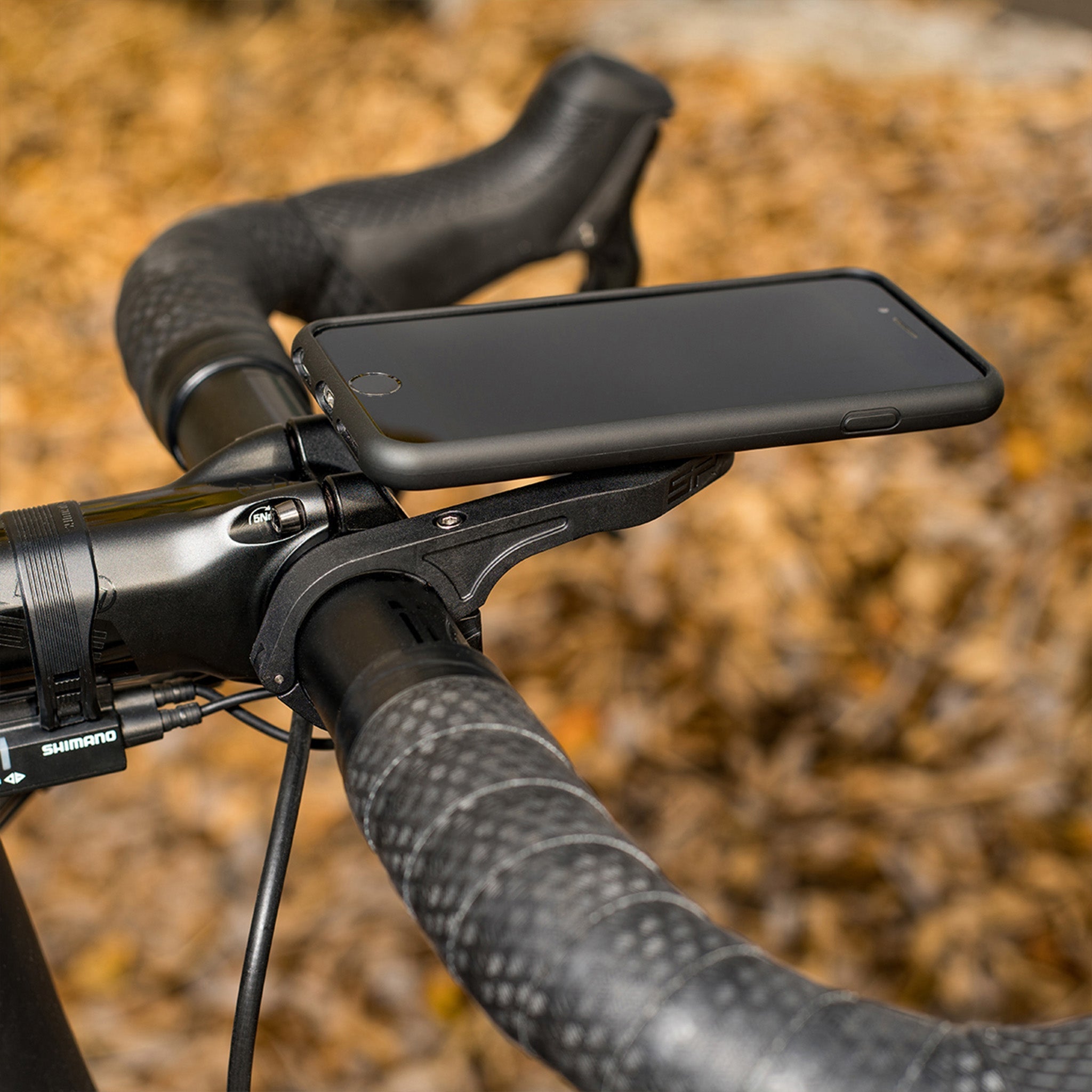 Phone holder for bike clearance handlebars